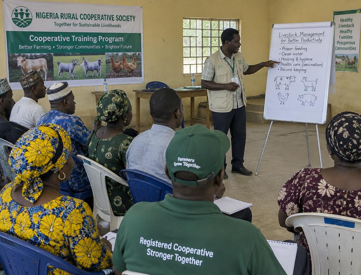 Members at a livestock management training session.